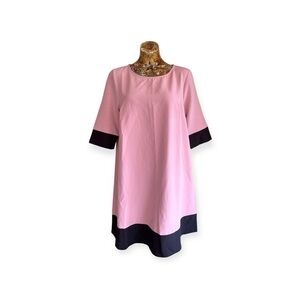 Emery Rose pink black sheath dress color block accents round neckline 1XL